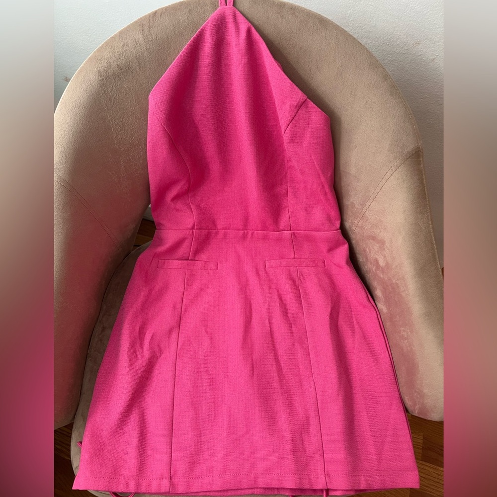 Pink halter mini dress